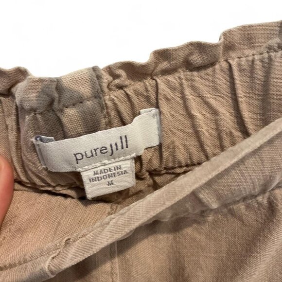 Pure jill Tan Linen Blend Wide Leg Capri Pants Medium - Picture 3 of 4